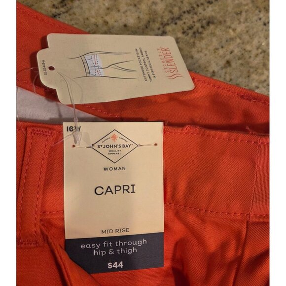 ~NWT~ST JOHNS BAY Size 16 Mid-Rise  Secretly Slender CAPRI PANTS - Coral 38x19 - Picture 12 of 15